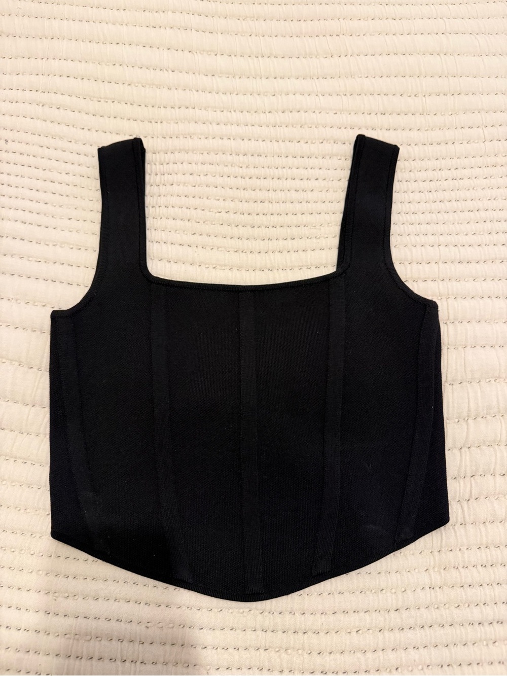 Zara Black Structured Square-Neck Crop Top